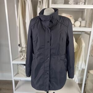 Susan Graver Women's Size L Cinch Waist Black Long Sleeve Coat  #SI 007